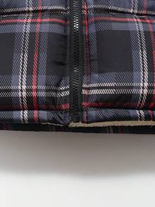 秋冬新款黑色格子连帽保暖羽绒服，卡通加厚派克大衣 - 彩色 - 查看 6