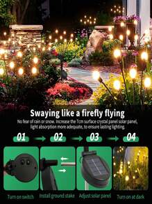 1PC 6/8/10Heads 18650-600mAh Solar Firefly Lights Outdoor Garden Lights Vibrant Swinging Lamps For Patio Pathway Christmas Decoration,LED Solar Firefly Lights For Courtyard Garden Decoration, Christmas Wind Swaying Firefly Ground Mounted Lawn Lights,Courtyard Garden Layout, Atmosphere Decoration, Creative Outdoor Lawn Floor Lights