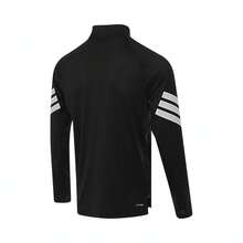 Adidas 男式 GYM+ 3S 1/4 拉链长袖 T 恤，针织领 TJW7567