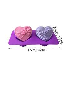 1pc/ Customized 2 Pieces Heart-Shaped Heart Rose Rose Silicone Soap Valentine's Day Chocolate Cake Candle Handmade Soap Mold