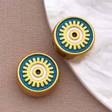 2pcs Fashion Enamel Stainless Steel Devil Eye Spacer Beads Charm High Quality Gold Plated Eye Spacer Beads Jewelry Findings For Necklaces, Bracelets, Earrings, Jewelry Making And DIY Crafts