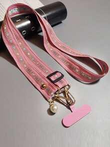 时尚花卉尼龙手机斜挎挂绳颈绳珍珠吊坠手链链子兼容通用配件 - 彩色 - 查看 18