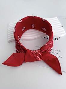 1pc Hip Hop Black Headband, Neck Scarf, Sports Headwear, Wristband, Handkerchief With Printed Pattern, Suitable For Formal Wear - Red - View 1