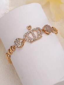 1 pieza Pulsera vintage con diseño de corona hueca, accesorio elegante y versátil para mujer para uso diario u ocasional