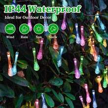 1pc Solar String Light, Water Drop String Light, 5M/ 20pcs LED Solar String Light Outdoor Waterproof, For Garden Terrace Patio Party Holiday Christmas Tree, Home, Lawn, Wedding, Balcony, Gazebo Decoration (Multi Color/Warm White) - A - View 5