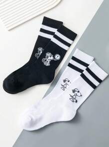 1/2/4 Pares de Meias Estilo Cartoon Universitárias para Mulheres, Meias Esportivas e Casuais, Meias de Lazer Doméstico, Todas as Estações, Meias de Outono