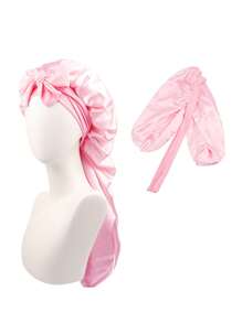 1 件双层软边帽，带围巾，休闲简约女士发帽 - 黑色 - 查看 4