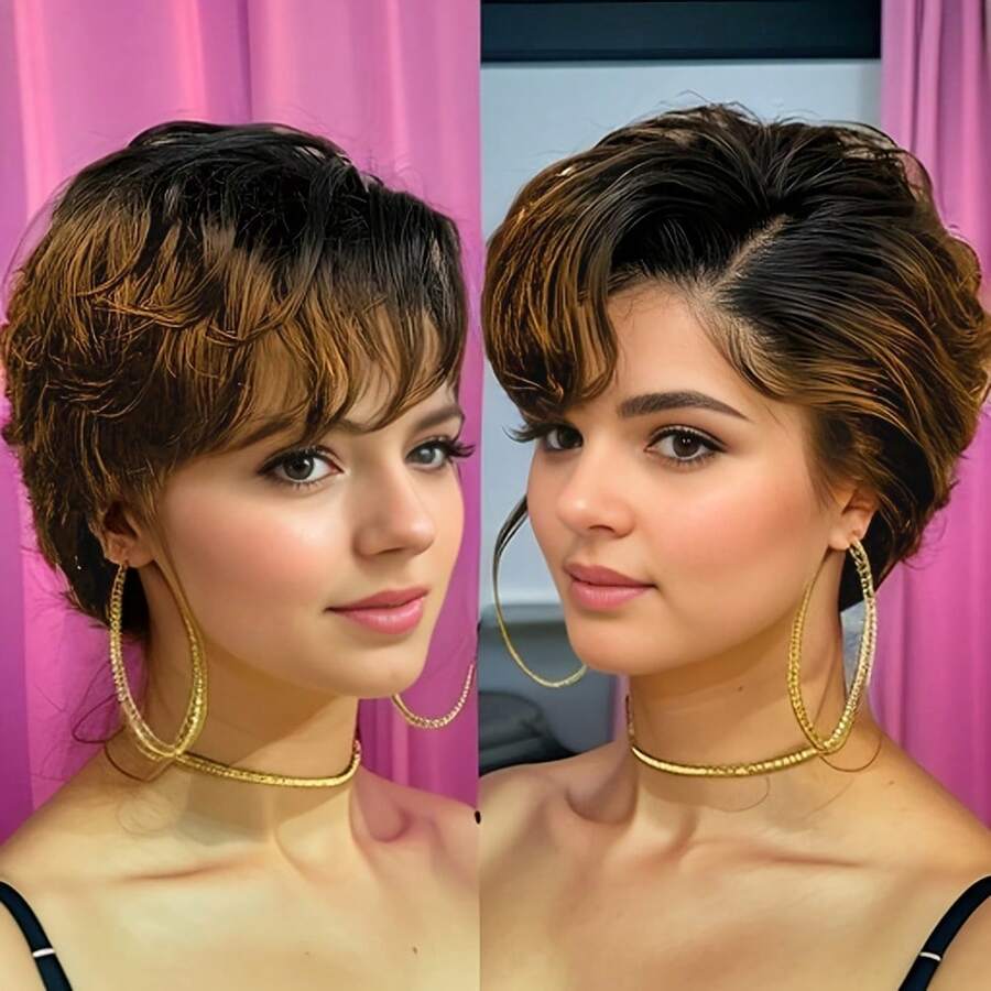 Short Pixie Cut Wigs 13x4 Lace Front Curly Wig Human Hair Wigs For Women Transparent Lace Front Wig - S1/30 - 查看 1