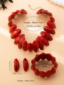 Set de 4 piezas de joyería para mujer hecho a mano, elegante y delicado, incluyendo collar, pulsera y pendientes, diseño geométrico de moda