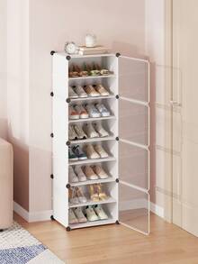 Zapatero con puerta, gabinete de zapatos de varios niveles, estantería de almacenamiento de zapatos de plástico, adecuado para armarios, pasillos, dormitorios, entradas - Multicolor - Ver 1