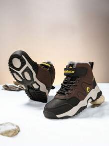 1 Pair Children's Fleece Outdoor Hiking Shoes, Kids Winter Shoes, Warm & Comfortable, Suitable For Boys & Girls Daily Casual And Outdoor Hiking, Camping, New Autumn/Winter Collection