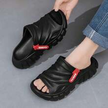 Men's Fashion Thick Sole Slip-On Slide Sandals, Casual Sporty Outdoor House Slippers, Versatile Design