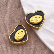 2pcs Fashion Enamel Stainless Steel Devil Eye Spacer Beads Charm High Quality Gold Plated Eye Spacer Beads Jewelry Findings For Necklaces, Bracelets, Earrings, Jewelry Making And DIY Crafts