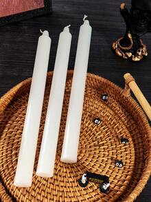 3pcs (25cm X 2cm) Long Stem Scented Candles, 8-Hour Burn Time, Soy & Paraffin Wax With Sandalwood Fragrance, Home Decor, Kitchen Ambiance, Gift For Valentine's Day, Ramadan, Winter Solstice, Friends - White - View 6