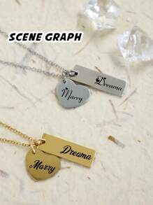 Colar Retangular Personalizado com Tema de Amor, Colar com Nome Personalizado, Colar Personalizável de Aço Inoxidável, Colar Delicado para Mulheres, Presente de Aniversário, Presente de Casamento, Dia dos Namorados, Aniversário, Formatura, Uso Diário, Ideias de Presente para Ela/Ele, Amigos, Crianças, Casais, Melhores Amigos, Mulheres, Família