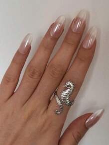 1 Pair Minimalist Playful Seahorse Couple Rings