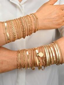 6/11/12/13/20pcs Minimalist Geometric Beaded, Smooth Chain, Snake Bone Chain, Twisted Chain, Lobster Clasp Bracelet Set, Fashion, Elegant, Vintage Design, Suitable For Holiday, Party, Daily Wear, Gift