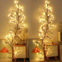 Warm Colored Light Vine Lamp, LED Tree Branches Rattan Decoration Lights, USB Powered Room Ambience Light, Wall Light, Christmas Party Decoration, Suitable For Living Rooms, Bedrooms, Weddings, Parties - 62.99inch / 72LEDs - View 2