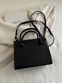 纯色 PU 皮革手提包，简约休闲小方包，通勤迷你单肩包，时尚斜挎包，适合外出