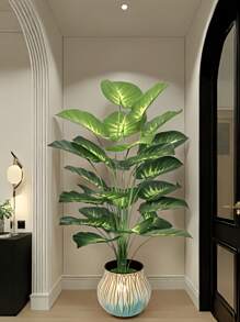 1 Bund großer künstlicher grüner Philodendron Pflanzen, geeignet für Außendekoration, Heim- und Bürodekoration, Tischgestecke, auch ideal für Hochzeiten, Geburtstage, Jahrestage, Ostern, Muttertag, Juni, St. Patrick's Day, Valentinstag, für Innen- und Außenbereich