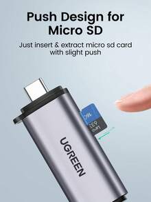 UGREEN USB 内存 SD 卡读卡器 C 型 USB 3.0 转 SD TF Micro SD 适配器适用于笔记本电脑 Android 手机 OTG 智能二合一 SD 读卡器兼容 15 16 - 灰色 - 查看 4