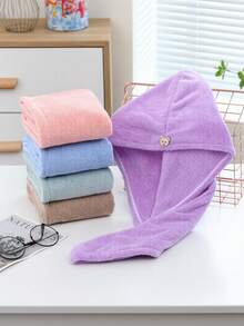Mũ sấy tóc có nút cài, khăn lau tóc siêu thấm hút nhanh khô, khăn quấn tóc phù hợp cho bé gái và phụ nữ, hoàn hảo cho tóc ướt dài và dày, khăn tắm trùm đầu cho tiệm làm đẹp, thể thao khách sạn, đồ dùng gia đình, khăn tắm, chăm sóc da - Nhiều màu - Xem 5