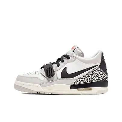 Nike Jordan Legacy 312 Low 皮革裂纹白灰色儿童篮球鞋，舒适、缓震、低帮