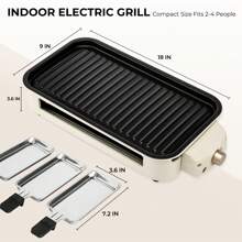 SUSTEAS 1700W Electric Indoor Grill – 2-In-1 Grill & Griddle With Removable Plates – Non-Stick & Dishwasher Safe – Adjustable Temperature Control – For Steak, Burgers, Vegetables (White)