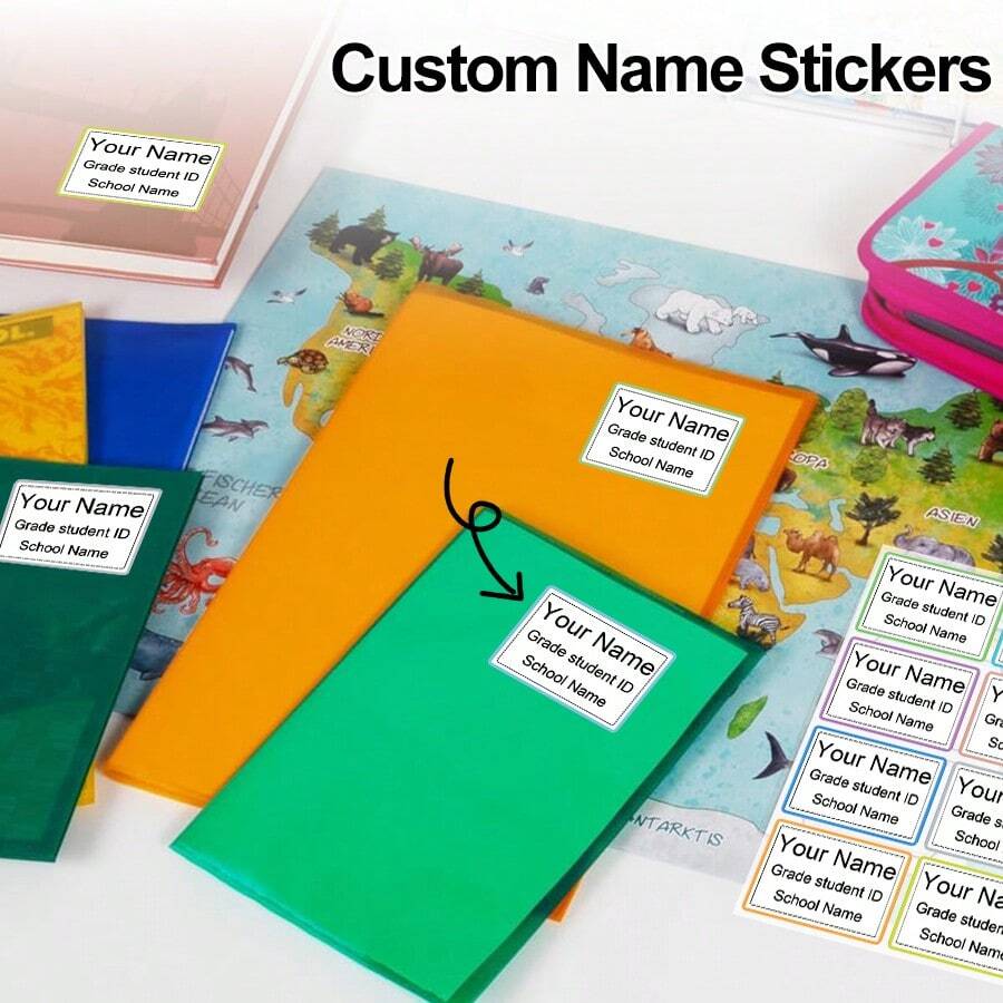 Custom Student Waterproof Name Labels - 3-Row Self-Adhesive Name Stickers With Fields For Name, Grade, Class, And ID. , Waterproof, Sticky, And Peel-Resistant, Suitable For School Supplies, Office Organization, Classroom Decoration, And Student ID Labeling.,Art Activities For Children,Warm Ambience,Winter Grace