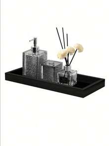 2pcs Modern 7.9-Inch Black Bathroom Silicone Tray, Flexible Rectangular Soap Dish For Bathroom & Kitchen Countertop, Stylish Vanity Tray Organizer - Modern Black - Black - View 8