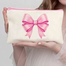 1/5/10/20 件可爱甜美蝴蝶结装饰帆布拉链袋套装，Y2K 风格蝴蝶结配饰收纳袋，旅行化妆洗漱用品收纳袋，文具袋，派对礼品袋，浴室旅行多功能收纳袋化妆刷架手拿包，度假暑假返校学校用品袋，女士旅行包，旅行化妆包