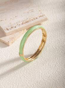 1 Pc Fashion 18K Gold Plated Multi-Color Enamel Flexible Bangle Bracelet, Suitable For Women Daily Wear