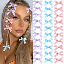 60pcs Women's Mini Colorful Bow Ribbon Hair Clip, Bow Hair Accessories Sweet Girl Silk Hair Clip Elegant Princess Ballet Y2K Fairy Decorative Hair Accessories Bow Hair Ring Mini Hair Clip Hair Accessories, Suitable For Daily Use, Cute, Valentine's Day Gift - Multicolor - View 8
