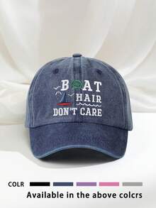 1 szt. haftowana czapka baseballowa z włosiem z łódki, regulowana zewnętrzna ochrona przeciwsłoneczna, codzienna czapka, odpowiednia na podróże wiosną/jesienią, modna uniwersalna czapka przeciwsłoneczna dla mężczyzn, styl Y2K - czapka baseballowa - Zobacz 11