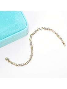 XUJIA 1 Peça Pulseira de Moda Moissanita para Mulheres, Pulseira de Prata de Lei 925 com Moissanita, Moissanita Cor D, Corte Redondo de 3mm, Joias de Noivado, Casamento, Aniversário, Presentes para Ela com Certificado GRA, 18cm/7,09 polegadas