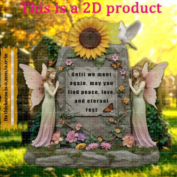 1 pieza Placa conmemorativa de ángel plana - "Con ángeles, por siempre en nuestros corazones" - Marcador de tumba y decoración de jardín de acrílico, decoración de patio y macetas, durable y resistente a la intemperie, decoración para el Día de los Caídos, estilo aleatorio