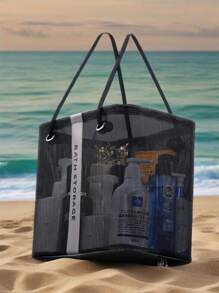 Large Mesh Shower Bag, Unisex Waterproof Beach Bag, Travel Gym Yoga Spa Toiletry Storage Organizer, Dirty Clothes Basket For Seaside Holiday