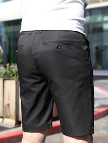 Men's Fashion Golf Casual Outdoor Shorts, Breathable Durable Versatile Bermuda Shorts, Solid Color Men Shorts - Black - View 6