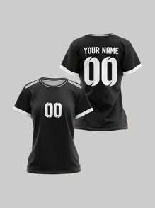 2025 定制运动服，夏季新款休闲户外训练运动单上衣短袖女式运动队俱乐部训练健身球衣上衣，前后印有姓名和号码，透气速干舒适，适合日常休闲、派对、白色汗衫 - 彩色 - 查看 8