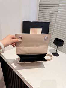 Chic High-End Fashion Flap Chain Crease Stylish Shoulder Bag, Crease Diamond Chain Shoulder Bag For Women - Khaki - View 5