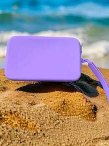 1个硅胶化妆包，带提手绳，大容量防水化妆袋，便携式旅行洗漱包，手提包，方形手提小包，简约硅胶便携化妆包，口红包，化妆品收纳拉链袋，耳机收纳袋，防水防尘拉链袋，柔软硅胶收纳袋，珠宝化妆品收纳硅胶袋，女士礼物，圣诞礼物，女士礼品创意，化妆包，化妆袋，旅行必备 - 彩色 - 查看 15