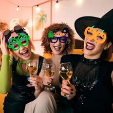 Occhiali per festa di Ognissanti, occhiali luminosi da festa, che brillano al buio e sotto luce UV nera, montature di occhiali luminosi, decorazioni per Ognissanti, feste, vacanze, con forme di fantasma, zucca, pipistrello, zombie, ragno
