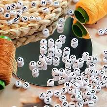 100/200/300/500/1000pcs Acrylic Letter Beads Jewelry Making Kits, Bohemian Style Beads For DIY Bracelets, Necklaces, Keychains - Hollow Letter Beads Mixed With Game & Friendship Themed Beads - Black and White - View 10