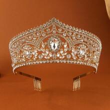 1pc Korean Style Metal Crown, High-End Bridal Wedding Headdress, Multi-Color Options, Elegant Headpiece For Wedding Dress, 15*14*6.5cm, Suitable For Various Occasions, Luxury Accessory - Multicolor - View 8