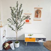 1 件 80-195 厘米新款人造橄榄树高枝假植物塑料叶逼真触感装饰品室内仿真植物适用于家庭办公室花园房间装饰