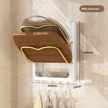 卷发器支架收纳架，壁挂式收纳架，无需钻孔，适用于卧室和浴室桌面卷发器和直发器，带挂钩隔热罩 - 彩色 - 查看 9