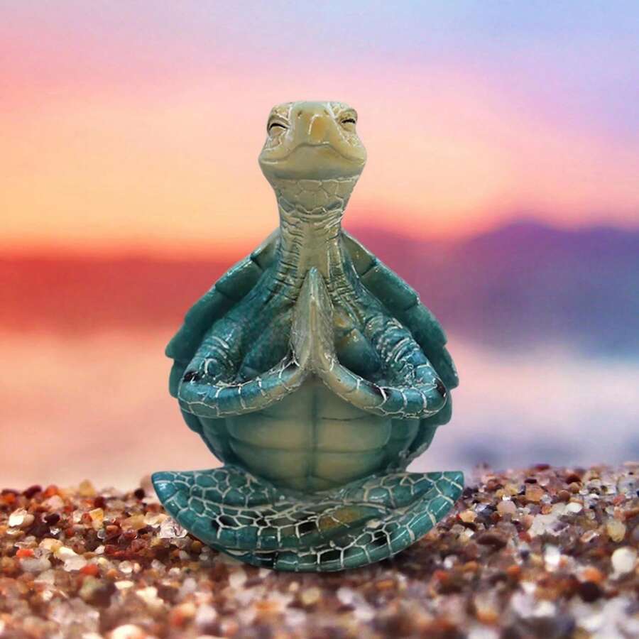 1 件海龟瑜伽雕像装饰夏季冥想海龟装饰春季花园海龟工艺品海龟瑜伽雕像适用于家庭办公室装饰生日礼物送给妈妈、奶奶、女士