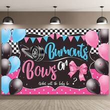 1pc Burnouts Or Bows Gender Reveal Decoration Bows Or Burnouts Backdrop Gender Reveal Party Supplies Blue Or Pink Baby Shower Banner Photography Background - Multicolor - View 1