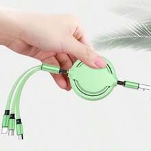 Macaroon-Colored 3-In-1 Retractable Liquid Charging Cable Compatible With Huawei/Android/ Phones, Wholesale Multi-Head Charging Cable, Type-C, Fast Charging Data Cable, 66W Super Fast Charging Cable - Multicolor - View 8