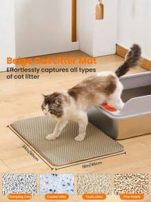Cat Litter Mat, Large Double Layer Honeycomb Litter Trap Mat, Non-Slip And Waterproof, Floor Litter Box Anti-Pee Mat, Litter Mat, Cat Supplies, Khaki (Multiple Sizes Available)